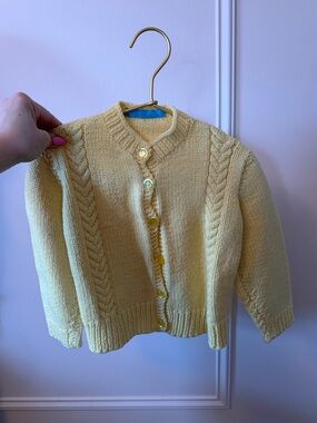 vintage kids cable knit handmade sweater cardigan